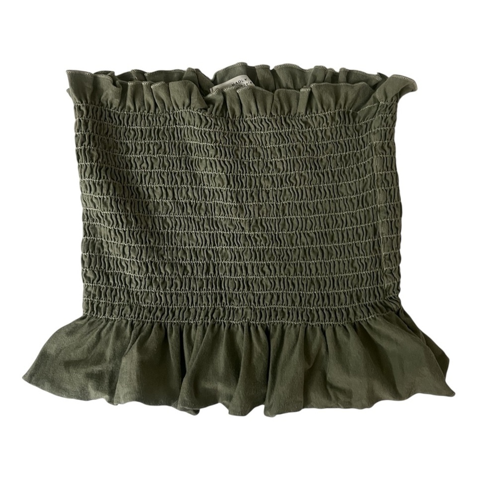 Truly Madly Los Angeles Olive Green Smocked Tube Top – Size S